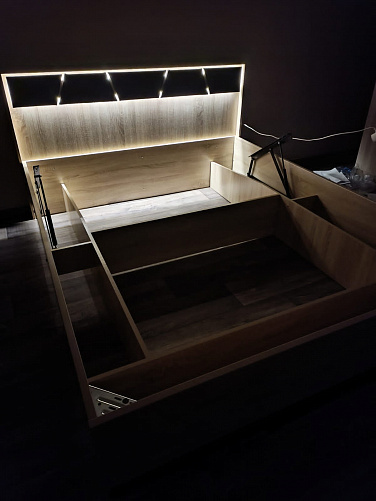 Изображение Кровать 2х с подъемным механизмом "Дюна" 14 ПМ с подсветкой